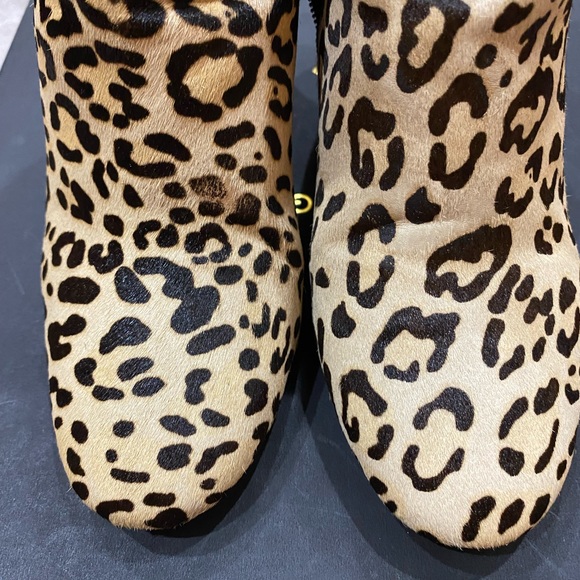 Leopard Calf Hair Block Boots - Picture 4 of 6